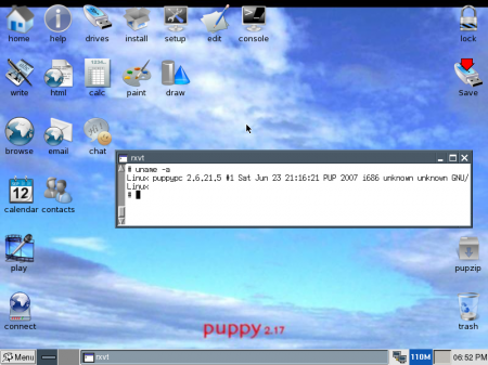 Puppy Linux ejecutando bajo QEMU